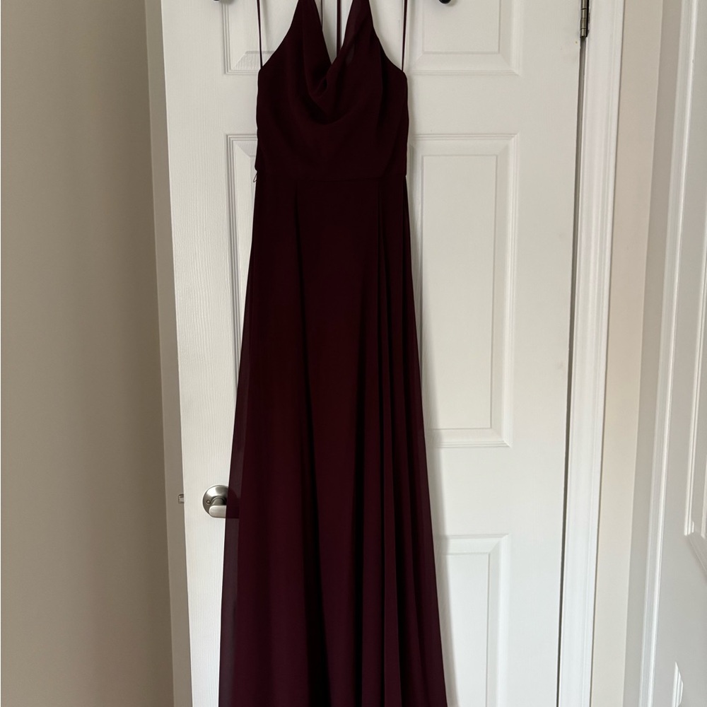 Amsale Deep Red Halter Maxi Dress